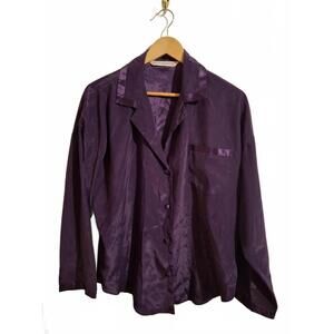 Vintage Victoria's Secret Purple Long Sleeve Satin Pajama Shirt Size M